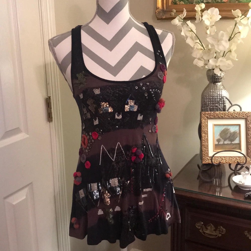 All Saints racerback embellished tank